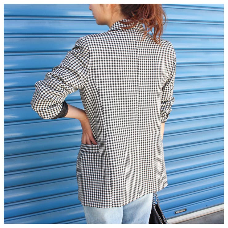 Loungedress ダブルジャケット　テーラードジャケット　ギンガムチェック Loungedress ダブルジャケット テーラードジャケット ギンガム