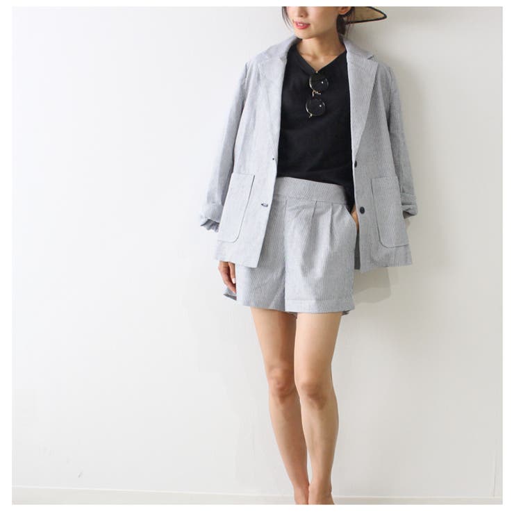 ストライプジャケット Amp ショーパンセットアップ パンツ セットアップコーデ 品番 Mdrw Mode Robe モードローブ のレディースファッション通販 Shoplist ショップリスト