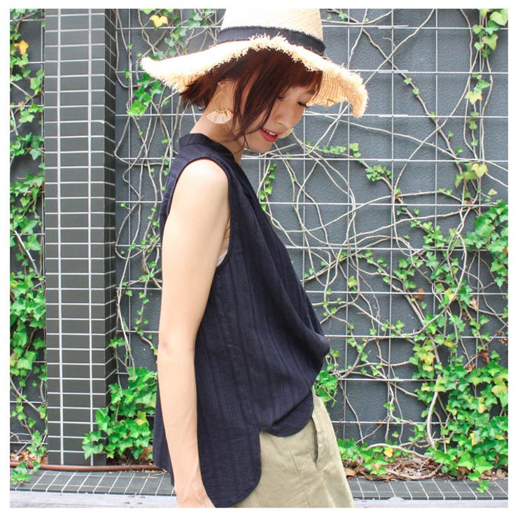 ★ロエフ LOEFF トロピカルウール スキッパー ノースリーブ ブラウス★ LOEFF＞トロピカルウール スキッパー ノースリーブ ブラウス