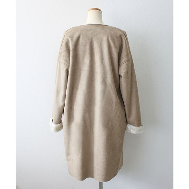 フェイクムートンコート Vネックコート ムートンコート[品番  