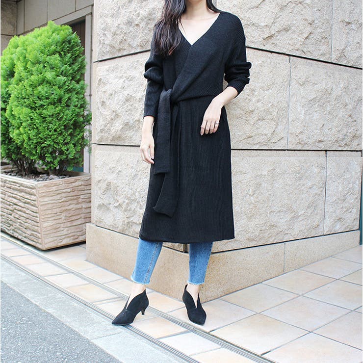 カシュクールリボンニットワンピース | MODE ROBE | 詳細画像1 