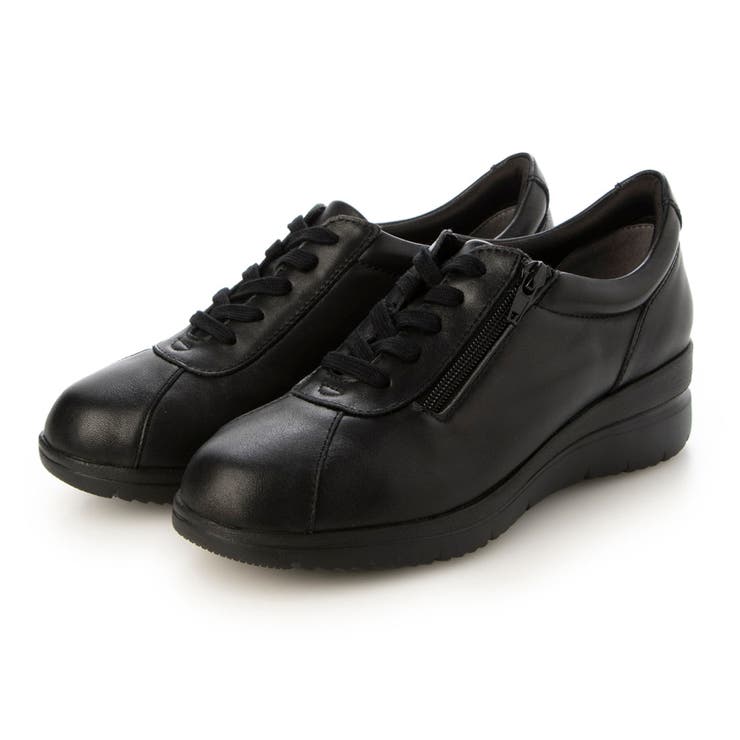 ブラック | 【3E】ファスナー付きヒールアップスニーカー | Mode et Jacomo×ing