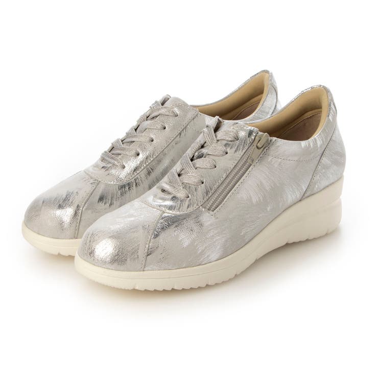 シルバー | 【3E】ファスナー付きヒールアップスニーカー | Mode et Jacomo×ing