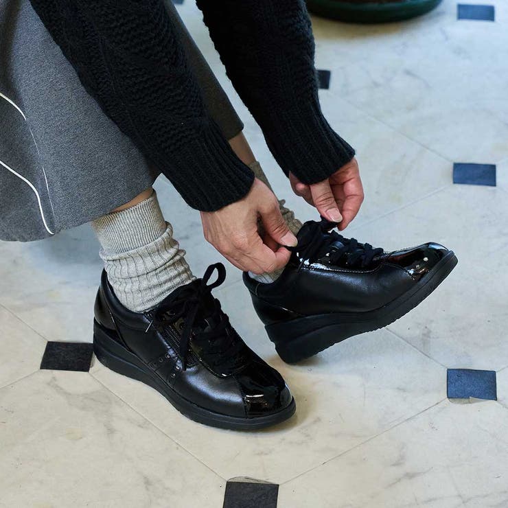 【3E】ファスナー付きヒールアップスニーカー | Mode et Jacomo×ing | 詳細画像1 