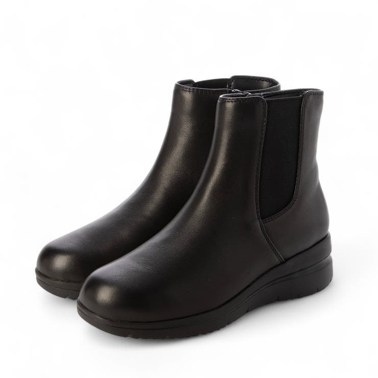 ブラック | 【3E】ヒールアップサイドゴアショートブーツ | Mode et Jacomo×ing