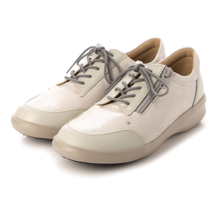 ライトグレー | 【3E】サイドファスナーレースアップスニーカー | Mode et Jacomo×ing