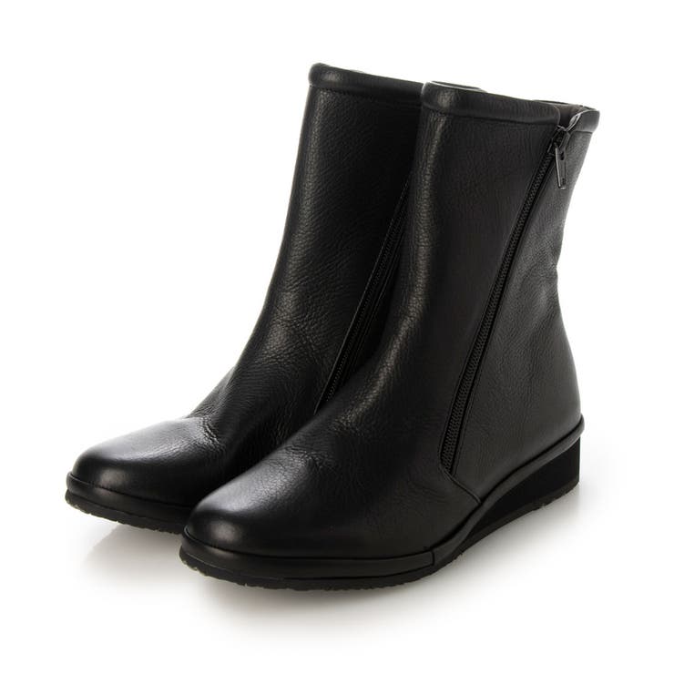 ブラック | 【撥水】【防滑】【3E】ミドル丈ショートブーツ | Mode et Jacomo×ing