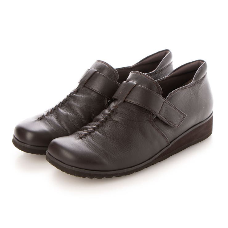 ダークブラウン | 【3E】ギャザーデザインカジュアルシューズ | Mode et Jacomo×ing