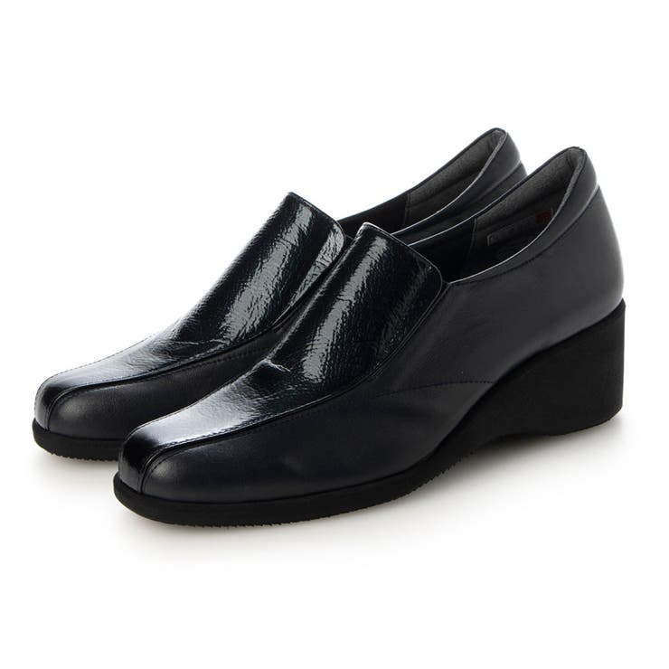 ネイビー | 【3E】サイドゴアウェッジソールスリッポン | Mode et Jacomo×ing