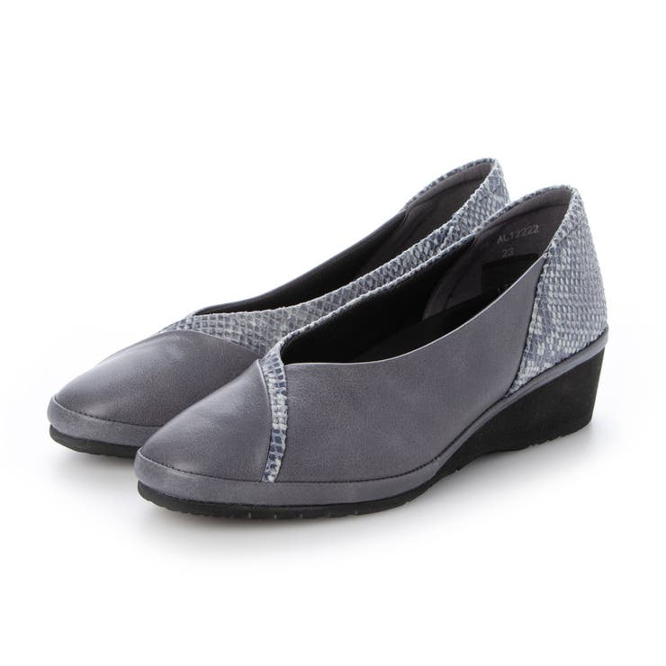 グレーコンビ | 【3E】コンビネーションウェッジソールパンプス | Mode et Jacomo×ing