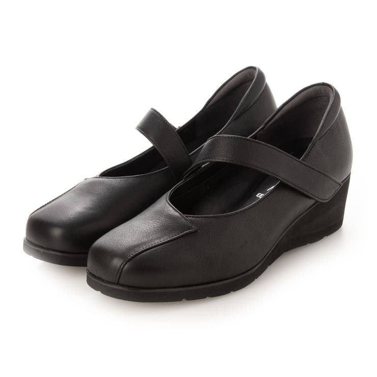 ブラック | 【3E】アシンメトリーデザインストラップシューズ | Mode et Jacomo×ing