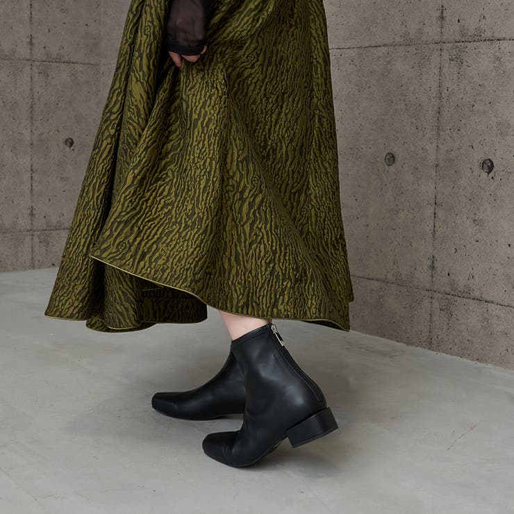 【レイン対応】スクエアトゥローヒールブーツ | Mode et Jacomo×ing | 詳細画像1 
