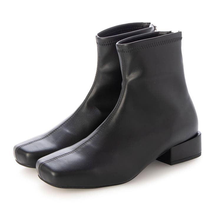 ブラック | 【レイン対応】スクエアトゥローヒールブーツ | Mode et Jacomo×ing