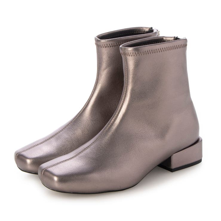 ダークシルバー | 【レイン対応】スクエアトゥローヒールブーツ | Mode et Jacomo×ing