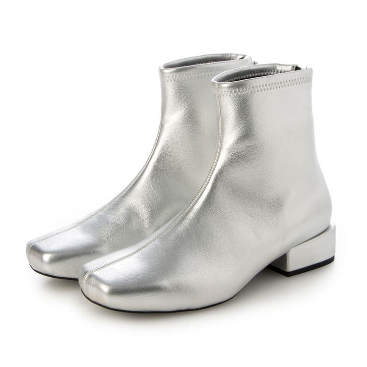 シルバー | 【レイン対応】スクエアトゥローヒールブーツ | Mode et Jacomo×ing