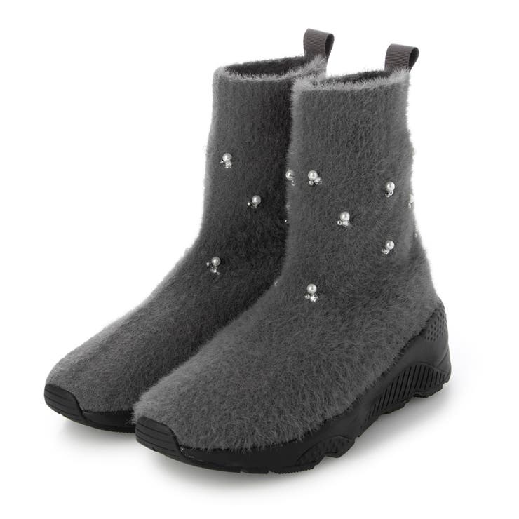 グレー | ビジュー付きニットブーツ | Mode et Jacomo×ing