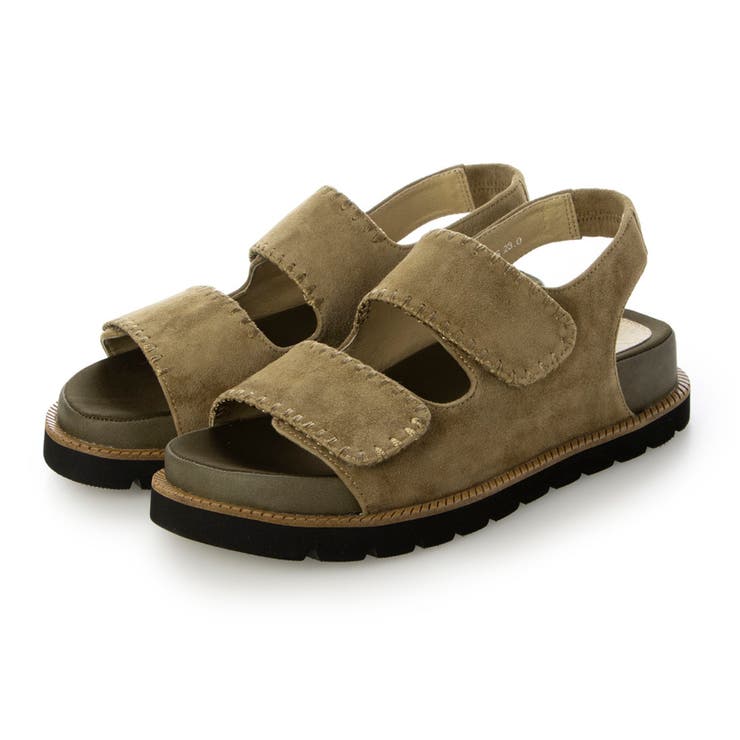 ベージュスエード | ベルクロフラットサンダル | Mode et Jacomo×ing