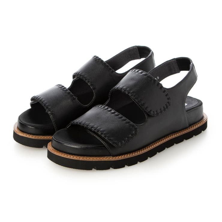 ブラック | ベルクロフラットサンダル | Mode et Jacomo×ing