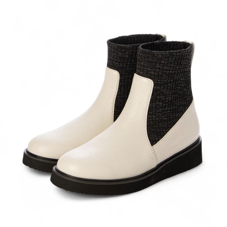アイボリー | 【軽量】アンクルストレッチショートブーツ | Mode et Jacomo×ing