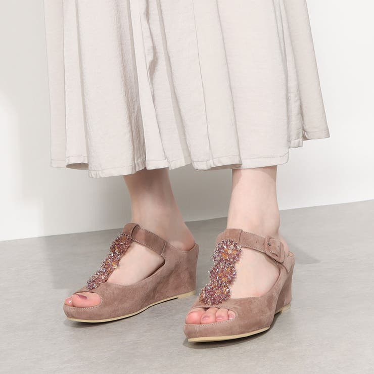 【クッション入り】ビジュー付きＴストラップサンダル | Mode et Jacomo×ing | 詳細画像20 