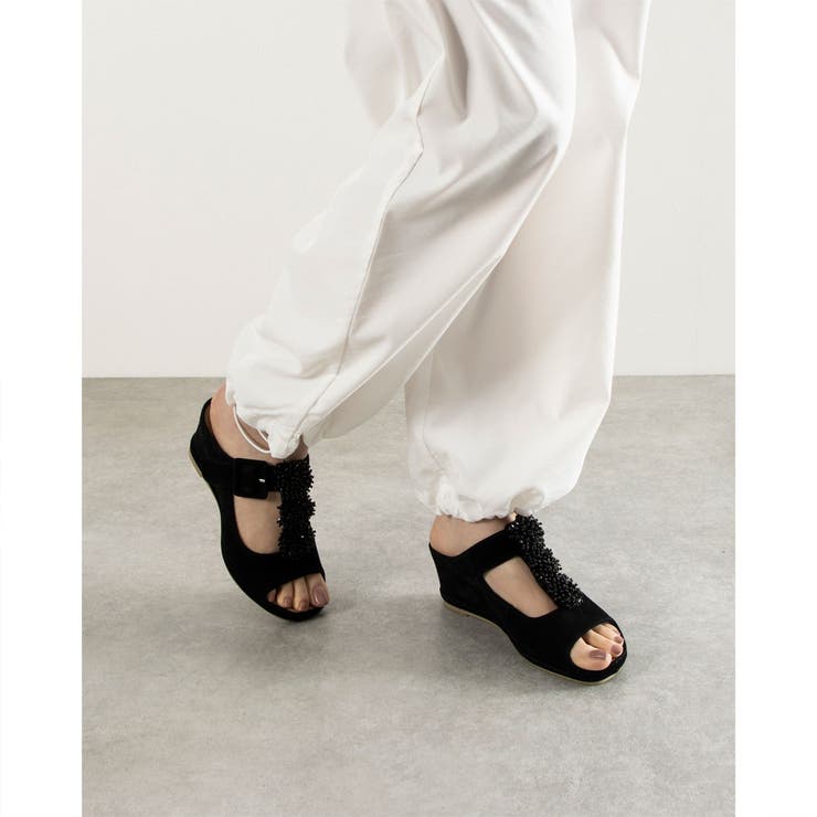 ビジュー付きTストラップサンダル | Mode et Jacomo×ing | 詳細画像19 