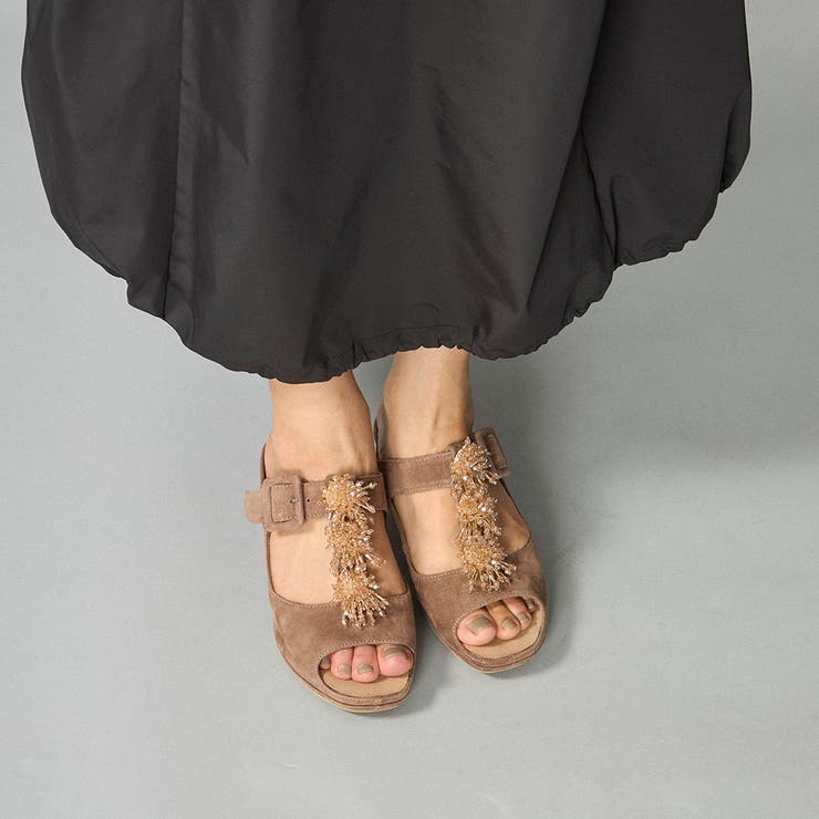 ビジュー付きTストラップサンダル | Mode et Jacomo×ing | 詳細画像2 