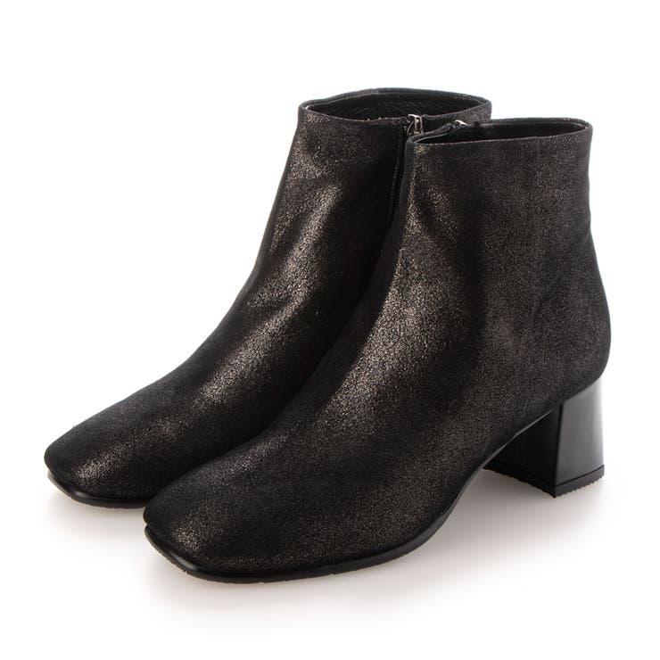 ブラックメタリック | 【３E】チャンキーヒールショートブーツ | Mode et Jacomo×ing