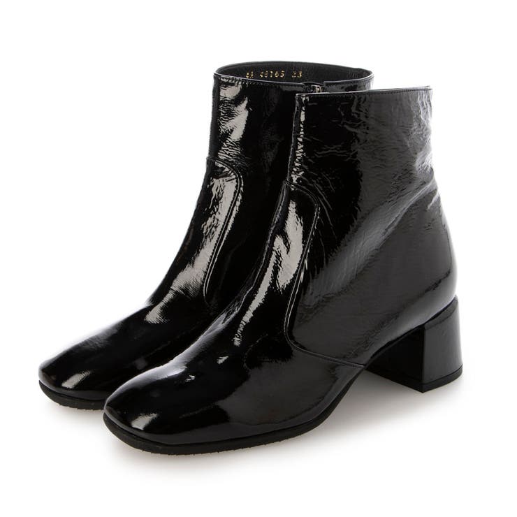 ブラックエナメル | スクエアトゥショートブーツ | Mode et Jacomo×ing