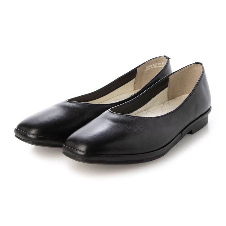 ブラック | 【サスティナブルシリーズ】Vカットフラットパンプス | Mode et Jacomo×ing