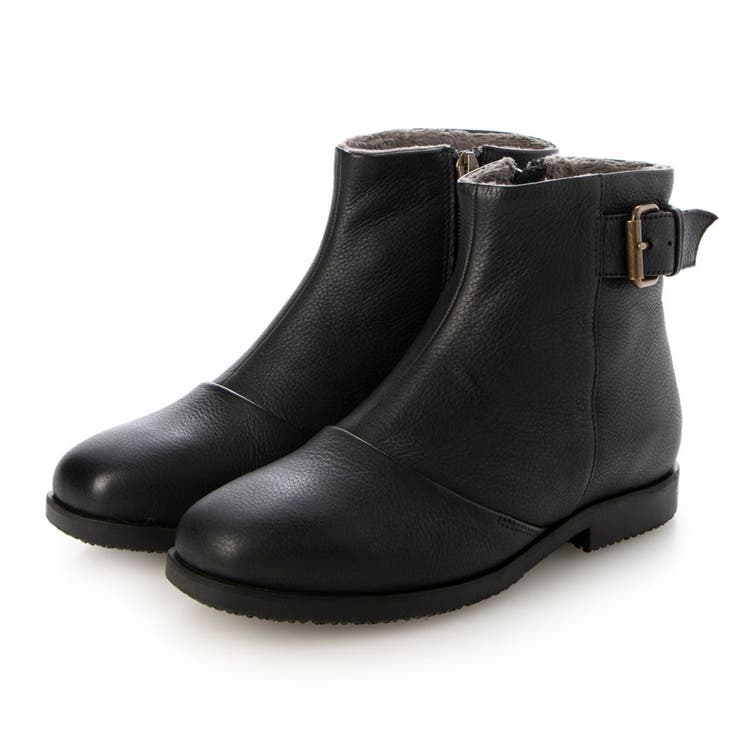 ブラック | 【WEB限定】ベルトデザインショートブーツ | Mode et Jacomo×ing