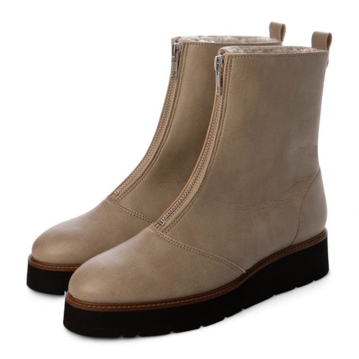 ベージュ | 厚底フロントジッパーブーツ | Mode et Jacomo×ing