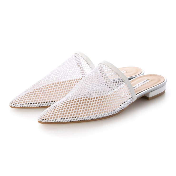 ホワイトキジ | メッシュフラットミュール | Mode et Jacomo×ing