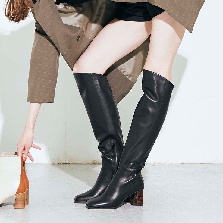 バック切り替えスクエアトゥロングブーツ | Mode et Jacomo×ing | 詳細画像1 
