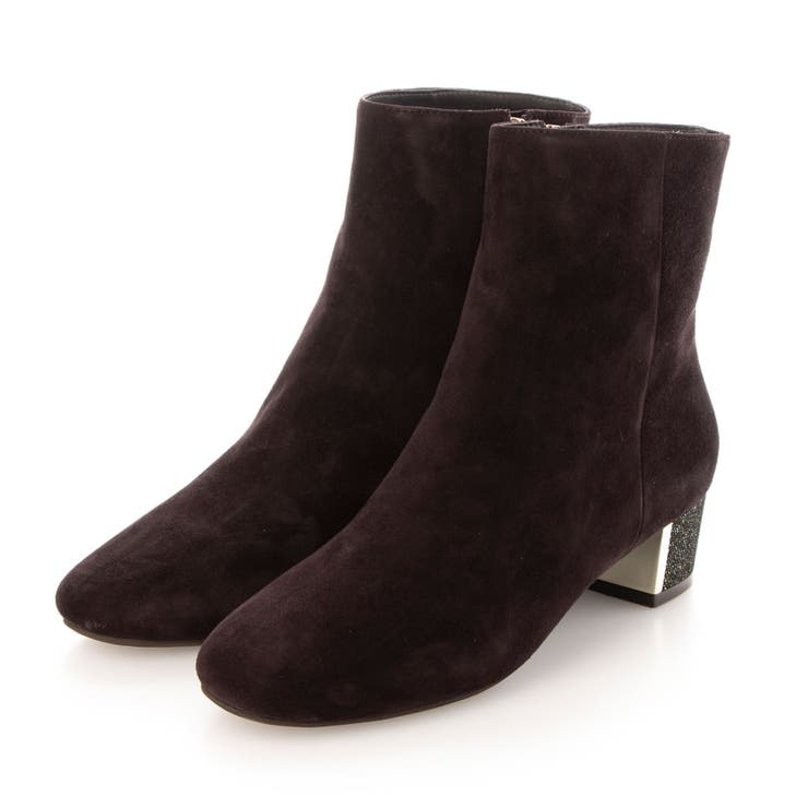ダークブラウンスエード | グリッターヒールショートブーツ | Mode et Jacomo×ing