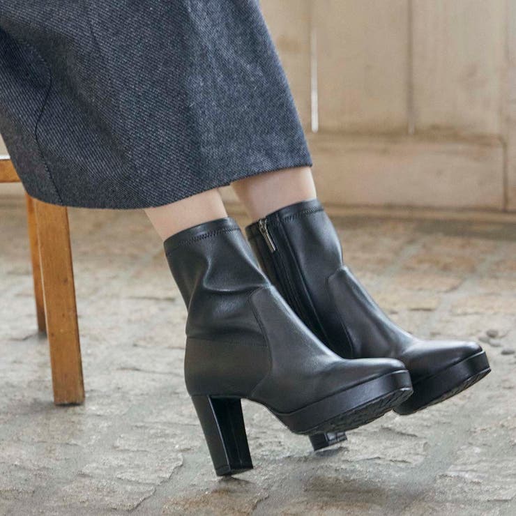 シンプルストレッチショートブーツ | Mode et Jacomo×ing | 詳細画像1 