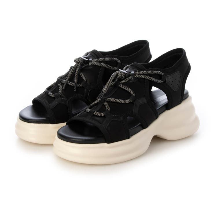 ブラック | ボリュームソールスポーツサンダル | Mode et Jacomo×ing