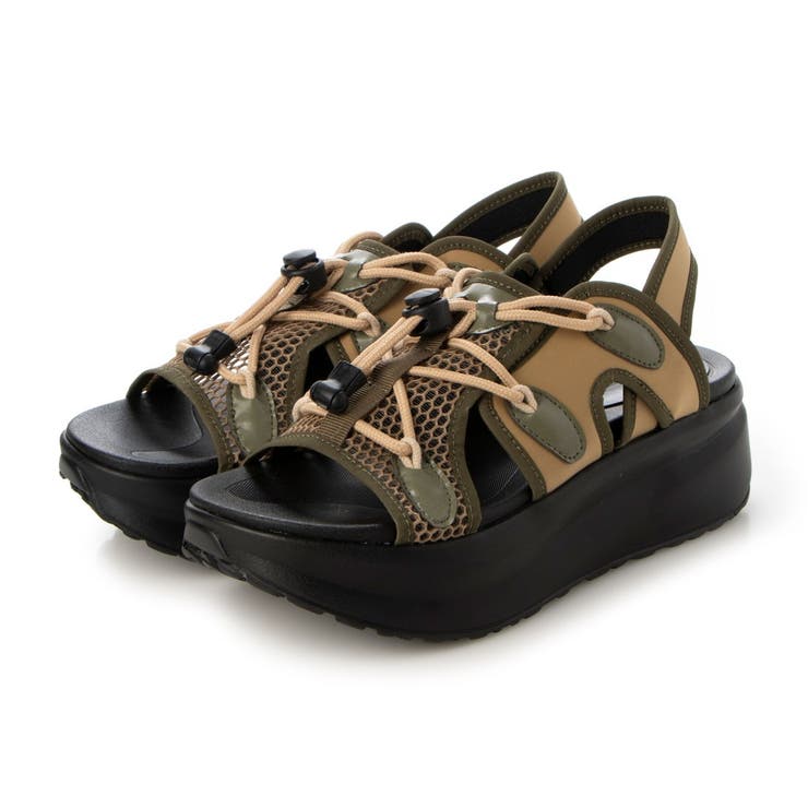 ベージュコンビ | プラットフォームメッシュサンダル | Mode et Jacomo×ing