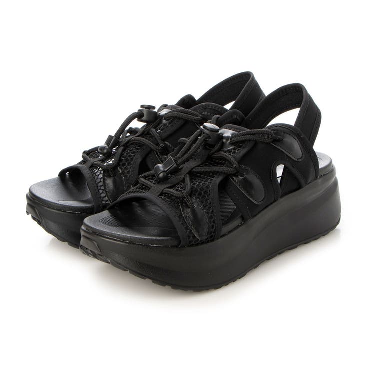 ブラック | プラットフォームメッシュサンダル | Mode et Jacomo×ing