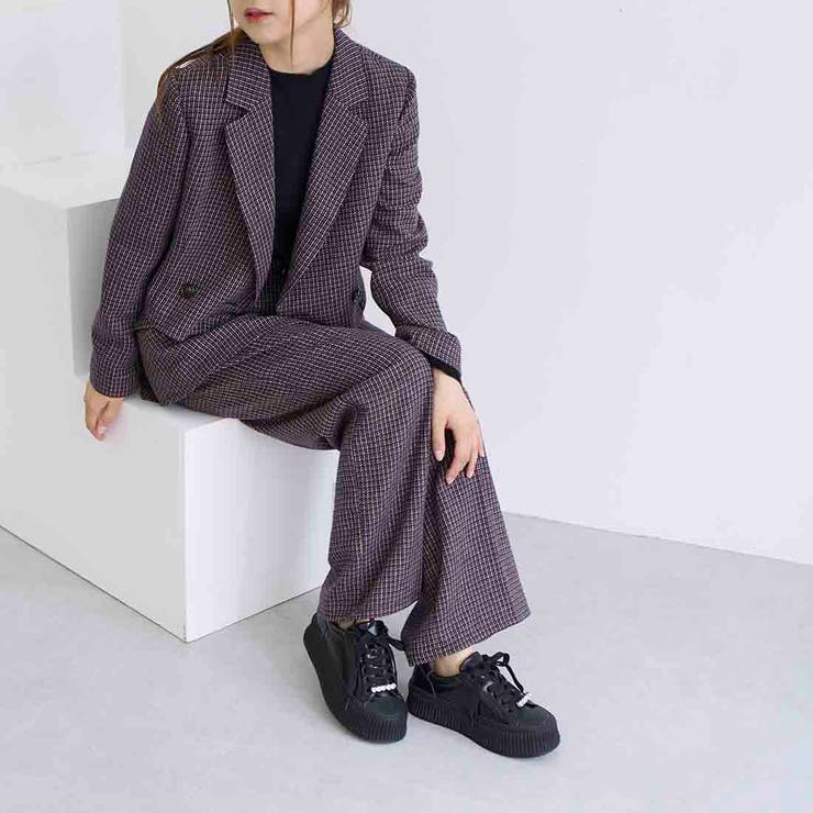 ビジュー付き厚底レースアップスニーカー | Mode et Jacomo×ing | 詳細画像3 