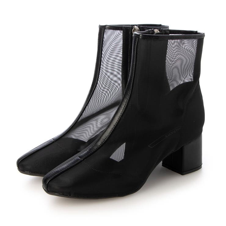 ブラック | ブロックヒールチュールブーツ | Mode et Jacomo×ing