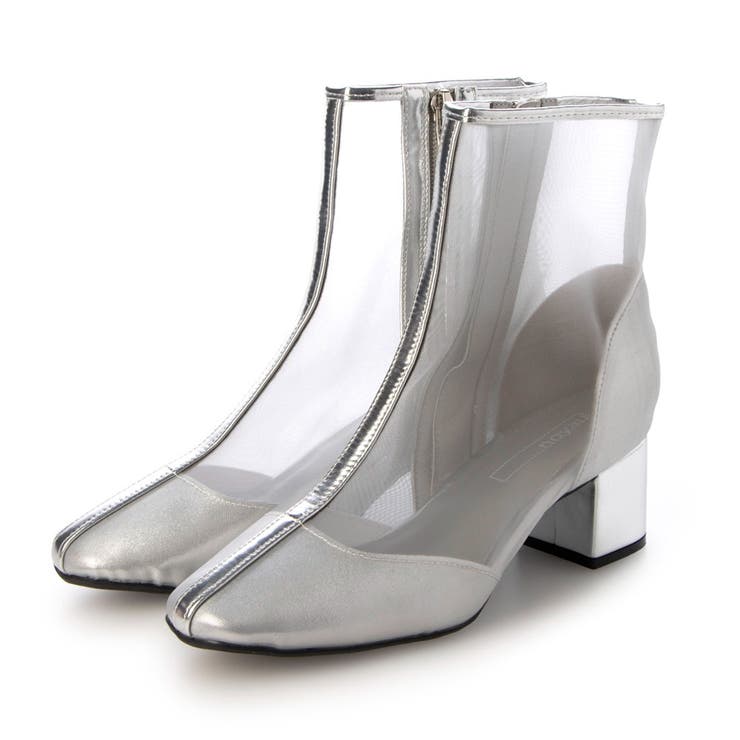 シルバー | ブロックヒールチュールブーツ | Mode et Jacomo×ing
