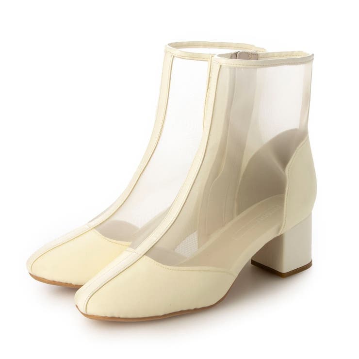 ホワイト | ブロックヒールチュールブーツ | Mode et Jacomo×ing