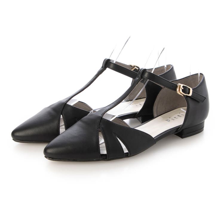 ブラック | ポインテッドトゥTストラップセパレートパンプス | Mode et Jacomo×ing