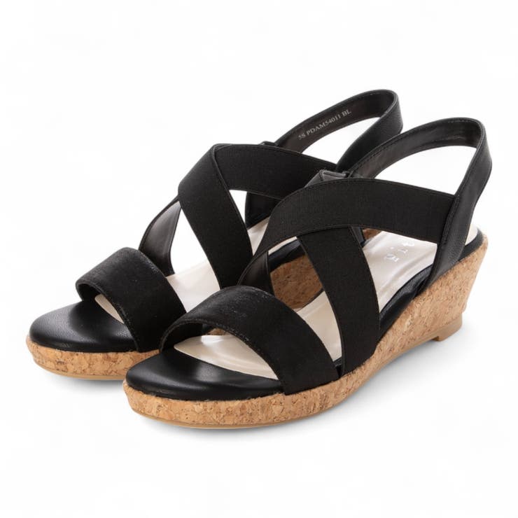 ブラック | 【WEB限定】コルクウエッジサンダル | Mode et Jacomo×ing