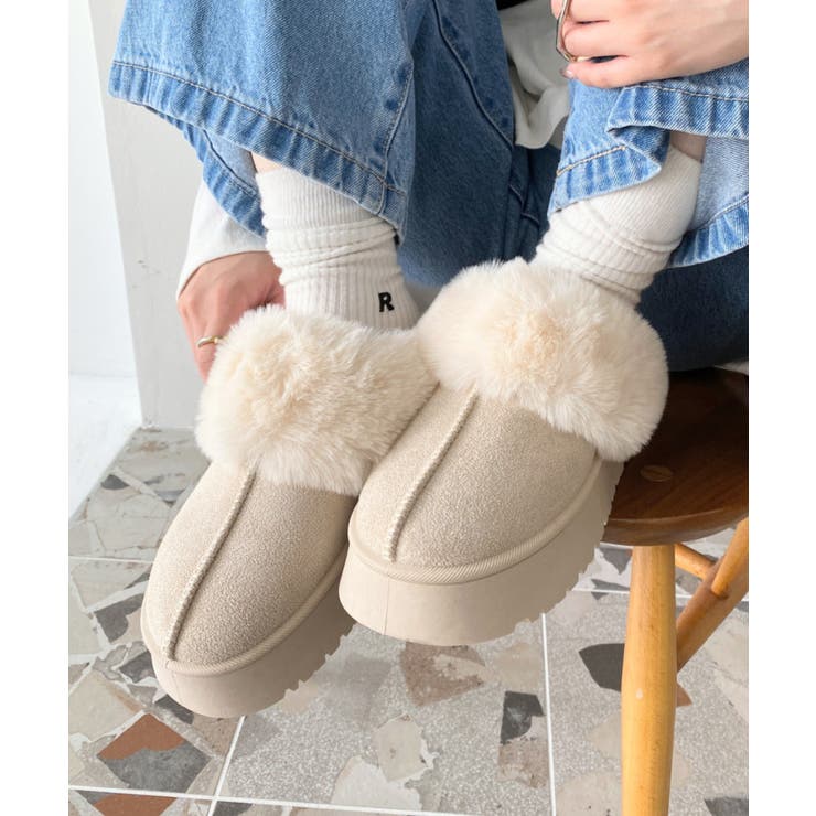 アイボリー | フェイクムートンスリッポン | moment+