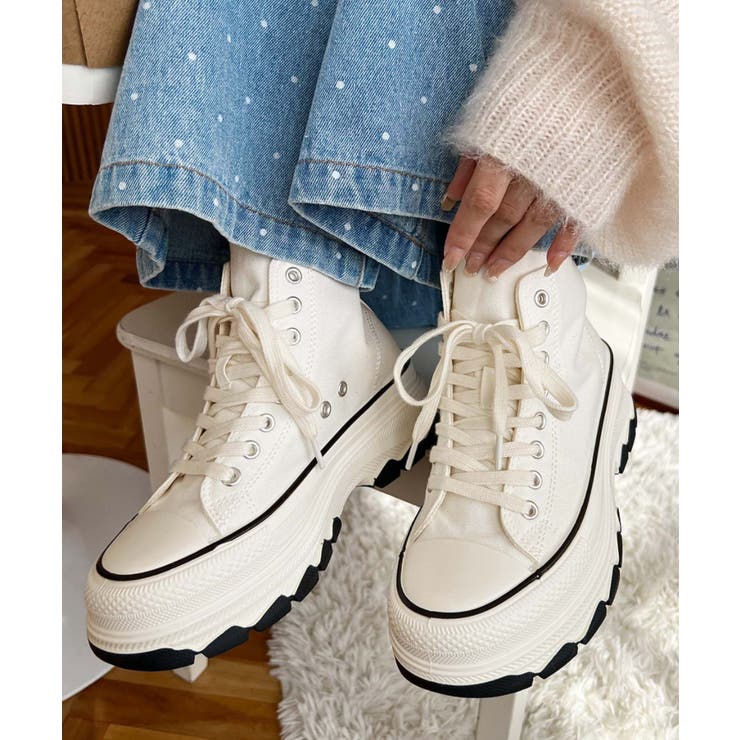 アイボリー | ボリューム厚底ハイカットスニーカー | moment+