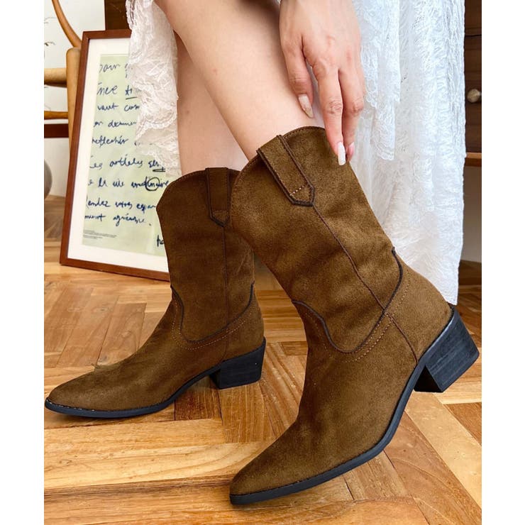 キャメル | ショートウエスタンブーツ | moment+