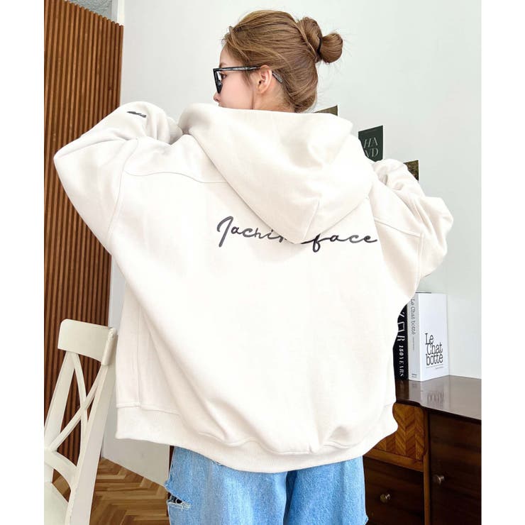 裏毛袖ワンポイントバック刺繍ジップアップパーカーTC | moment+ | 詳細画像10 