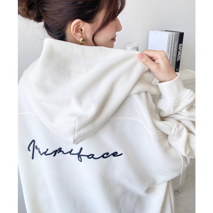 裏毛袖ワンポイントバック刺繍ジップアップパーカーTC | moment+ | 詳細画像13 