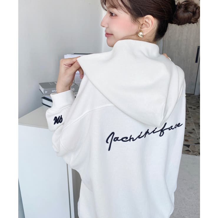 裏毛袖ワンポイントバック刺繍ジップアップパーカーTC | moment+ | 詳細画像16 